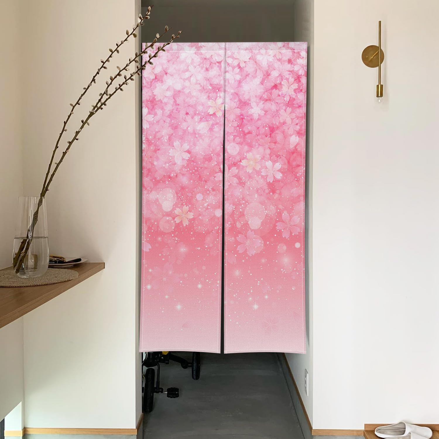 Amazon｜Qinunipoto のれん 花柄 桜の花 玉ボケ ピンク色 和風